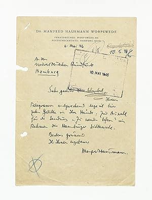 Eigenh Brief Mit U By Hausmann Manfred Schriftsteller 1898 1986