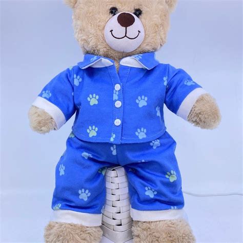 Teddy Bear Clothes Blue Paw Print Pajamas Etsy Teddy Bear Clothes