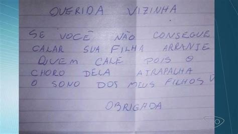 M E Recebe Bilhete De Vizinha Para Controlar Choro Da Filha De Meses