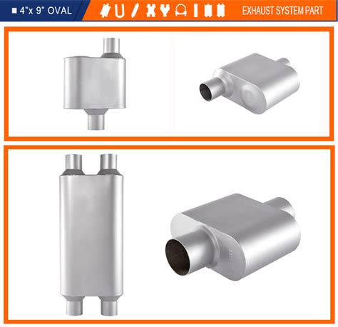 Universal Mufflers Dual Chamber 3 Inch Inlet Outlet Performance Automotive Muffler Exhaust