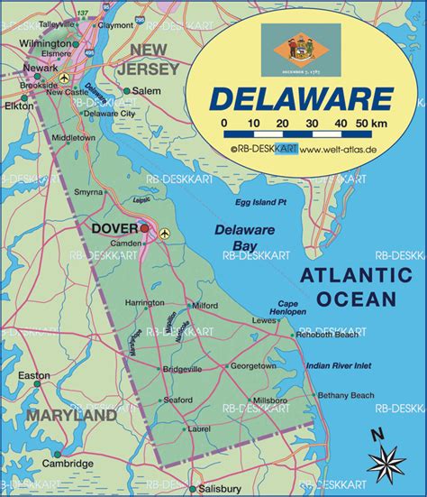 Map Of Delaware State Section In United States Usa Welt Atlasde