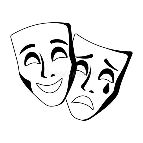 Illustration Of Comedy And Tragedy Masks Traditional Symbol Image For