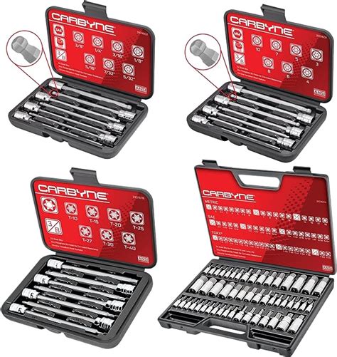 CARBYNE 50 Piece Master Torx SAE Metric Hex Bit Socket Set AND 7