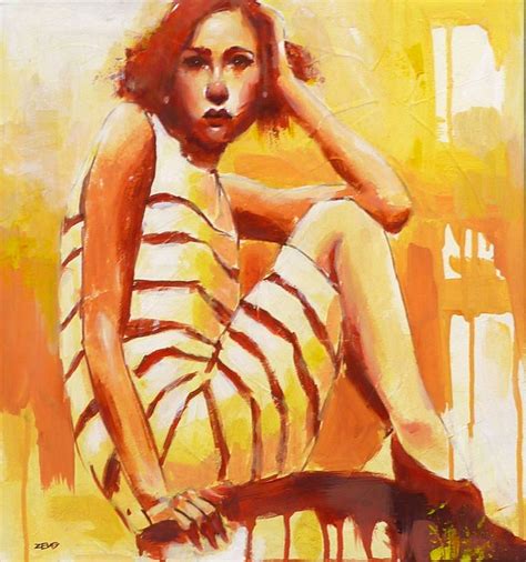 Woman In Red Orange And Yellow Painting By Andreas Zeug Saatchi Art