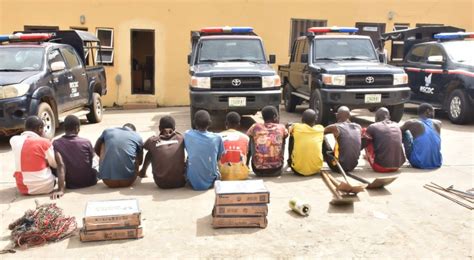 NSCDC Arrests 11 Suspects For Vandalism Illegal Mining Other Offences