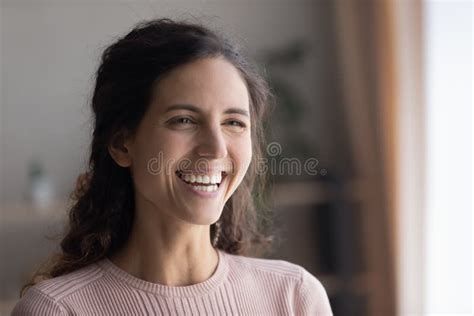 Closeup Portrait Laughing Latina Woman With White Toothy Smile Stock Image Image Of Cheerful