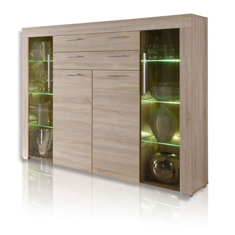 Angebot Roller Highboard Sonoma Eiche LED Beleuchtung