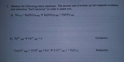Solved Balance the following redox reactions. The second one | Chegg.com 