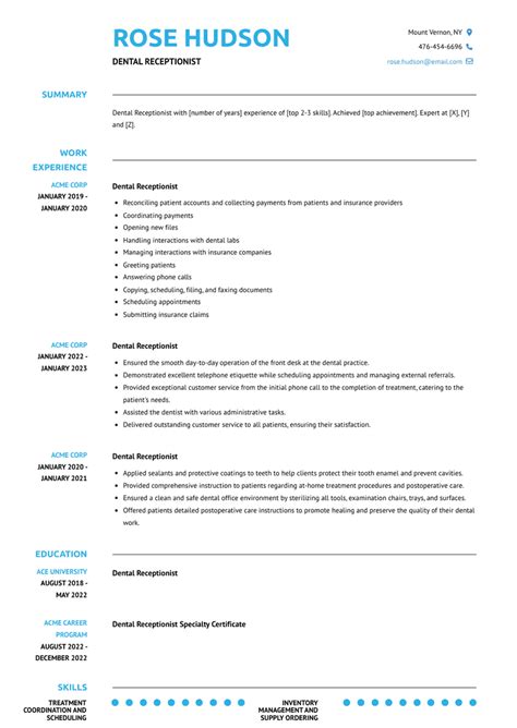 3 Dental Receptionist Resume Examples And Templates