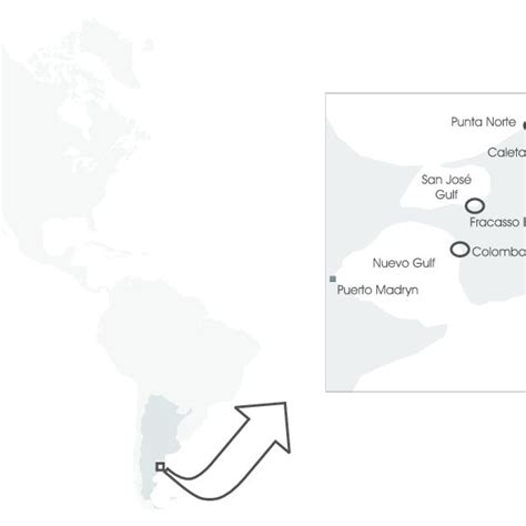 Location map showing the study sites at Península Valdés, Argentina ...