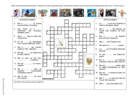 Participe Pass Mots Crois S Pratique Du Vocabulaire Fra