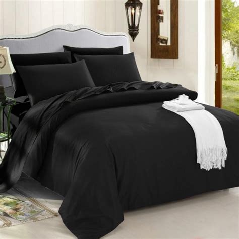 Luxury Solid Black All Black 100 Cotton Full Queen King Size Bedding