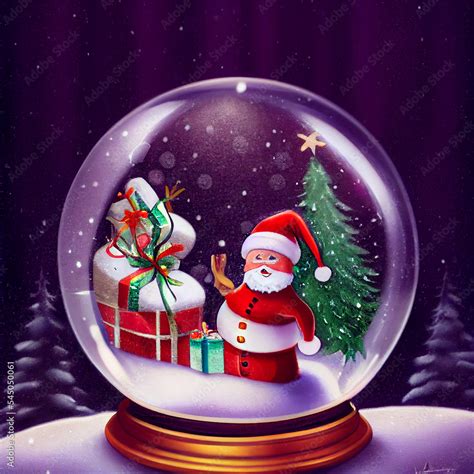 Christmas scene in a snow globe Stock Illustration | Adobe Stock