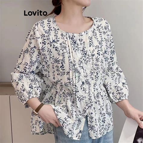 Lovito Casual Ditsy Floral Ruffle Blouse For Women LNE21201 Multi