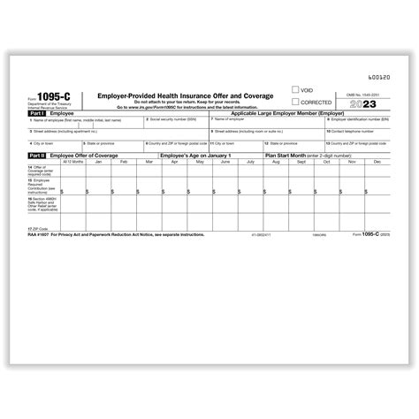 Complyright 1095 C Tax Forms Irs Copy Of Health Coverage Employer