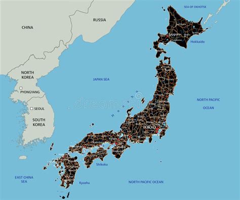 O Mapa Detalhado Do Japão Com Regiões Ou Estados E Cidades Capitais