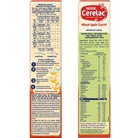 Buy Nestle Cerelac Baby Cereal With Milk Wheat Apple Carrot Months