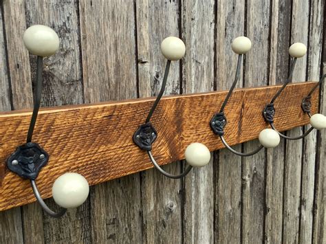 Vintage Style Coat Hooks Coat Rack Cloakroom Ceramic Off White