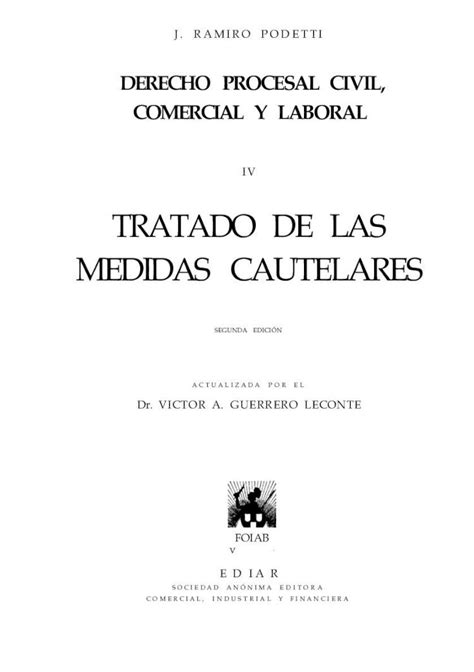 Pdf Tratado De Las Medidas Cautelares J Ramiro Podetti Dokumen Tips