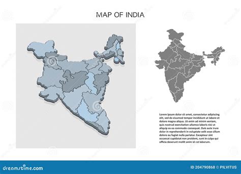 Isometric D Map Of India Political Country Map In Perspective With