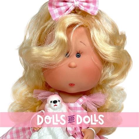 Nines D Onil Doll Cm Mia ARTICULATED Blonde With Pink Plaid Dress And Pet Dolls And
