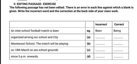 Ii Editing Passage Exercise The Following Passage Has Not Been Edited