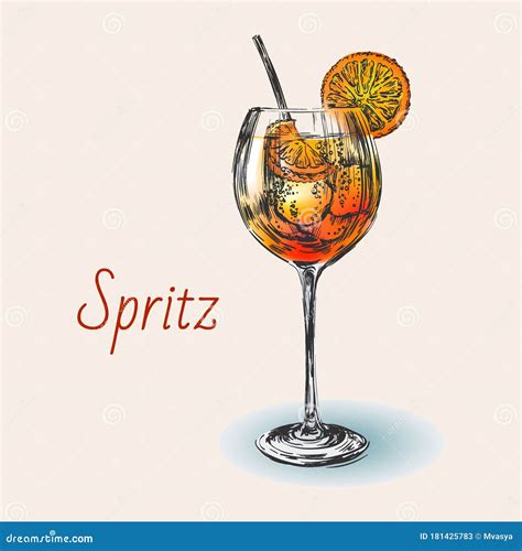 Spritz Hand Drawn Summer Cocktail Drink Vector Illustration Stock