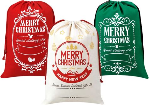 Amazon Faylapa Pack Large Santa Sacks Bags Chrismas Bags Canvas