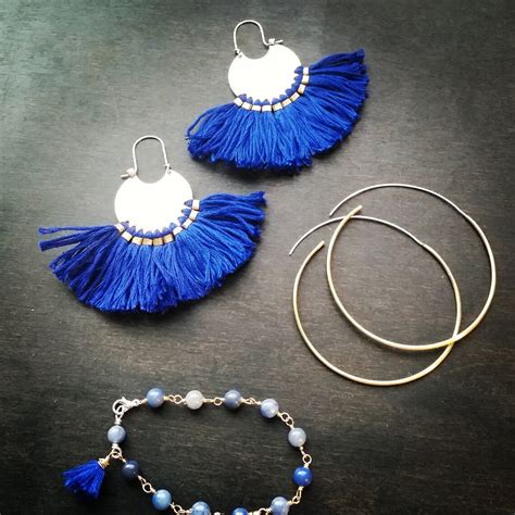 Gorgeous Brass And Blue Fringe Earrings Truly A Statement Etsy