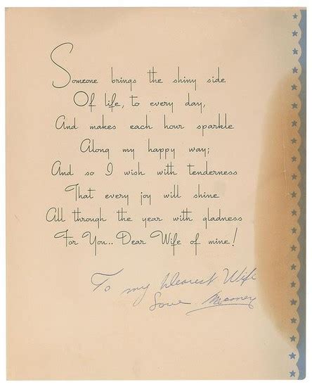 Sam Giancana Signed Christmas Card to His Wife in United States