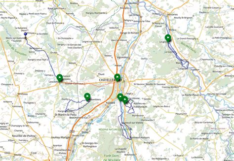 La carte des balades à vélo à vélo Châtellerault