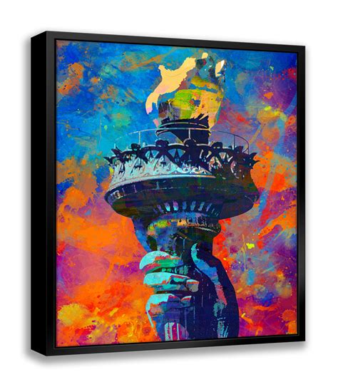 Latitude Run® Liberty Torch Pop Art Giclee On Canvas With Float Frame Horizontal Wayfair