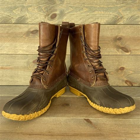 L L Bean Shoes Ll Bean Duck Boots Womens Size 9 Brown Leather Waterproof Lined Rain Shoes