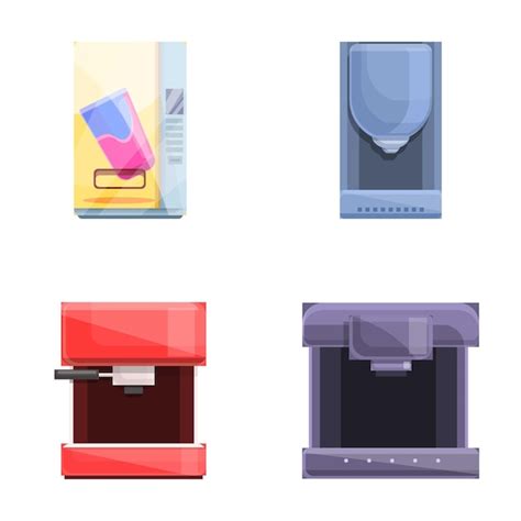 Premium Vector Coffee Machine Icons Set Cartoon Vector Various Type