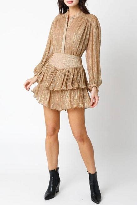 Gold Long Sleeve Dress Themellieshop