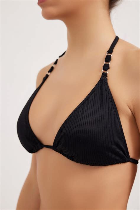 Black Üçgen Kadın Bikini Üst Siyah