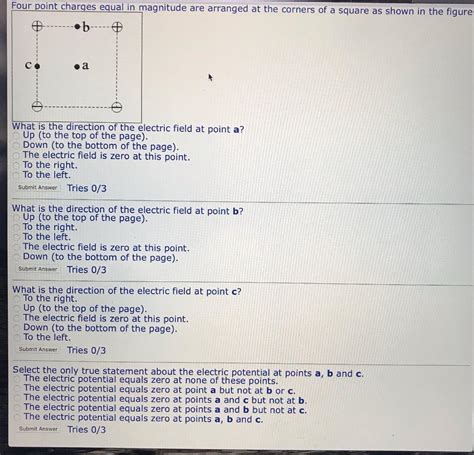 Solved Four Point Charges Equal In Magnitude Are Arranged At