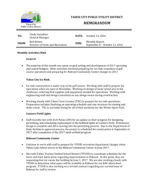 Fillable Online PDF TAHOE CITY PUBLIC UTILITY DISTRICT MEMORANDUM TO