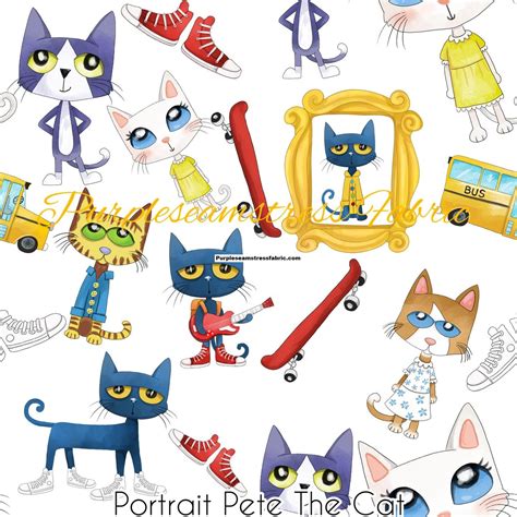 Portrait Pete The Cat Purpleseamstress Fabric