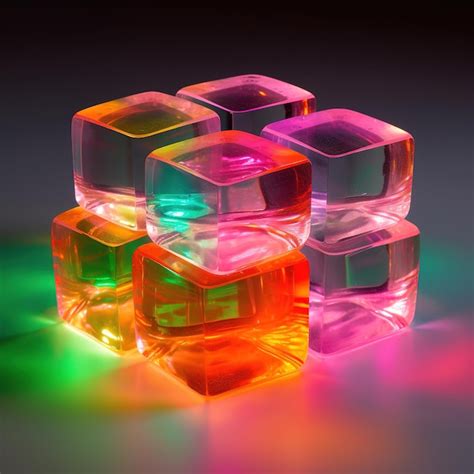 Premium Ai Image Colored Ice Cubes