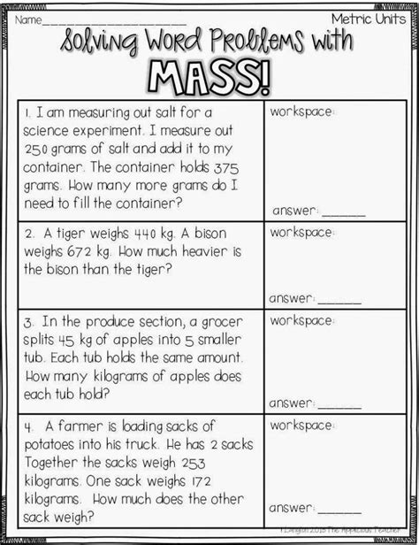 Worksheet Mass Mass Problems