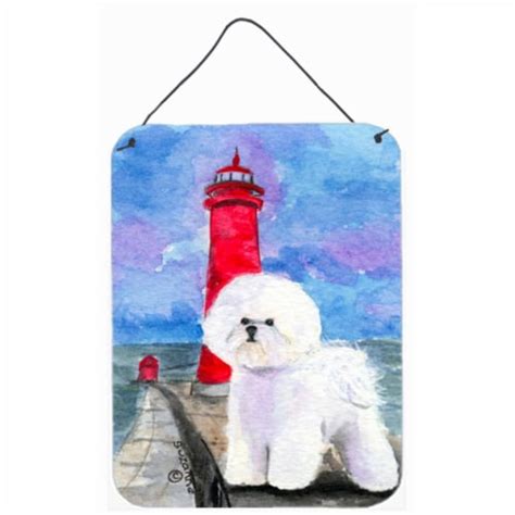 Lighthouse With Bichon Frise Aluminium Metal Wall Or Door Hanging