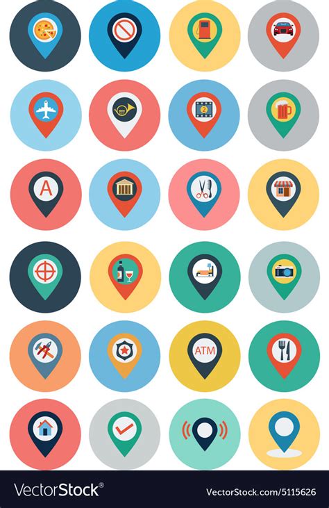 Maps And Navigation Flat Icons 3 Royalty Free Vector Image