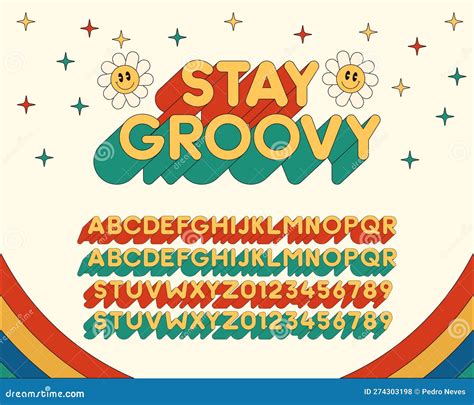 Retro 60s Early 70s Groovy Alphabet Vector Vintage Hippy Funky Font Stock Vector Illustration