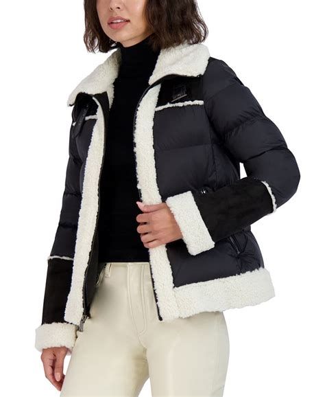 Tahari Women S Faux Fur Trim Puffer Coat Macy S