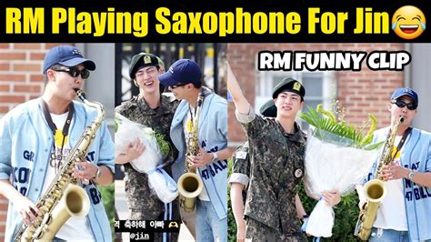 Rm Playing Saxophone For Jin Rm Funny Moments In Jin Return Youtube