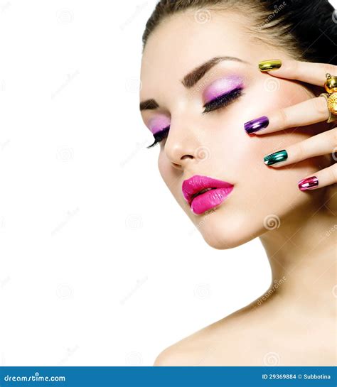 Fashion Beauty Manicure And Makeup Stock Photo Image Of Eyelashes