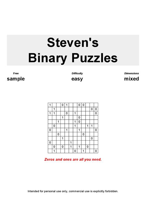 Printable Binary Puzzles Printable Word Searches