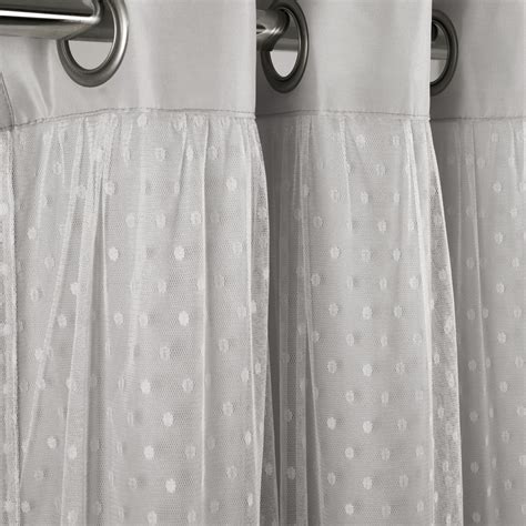 Lush Decor Cottage Polka Dot Sheer Window Curtain Panels Including Tieback Light Gray 38x84 Set