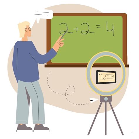 Premium Vector Male Teacher Doing Online Lesson Concept Vector